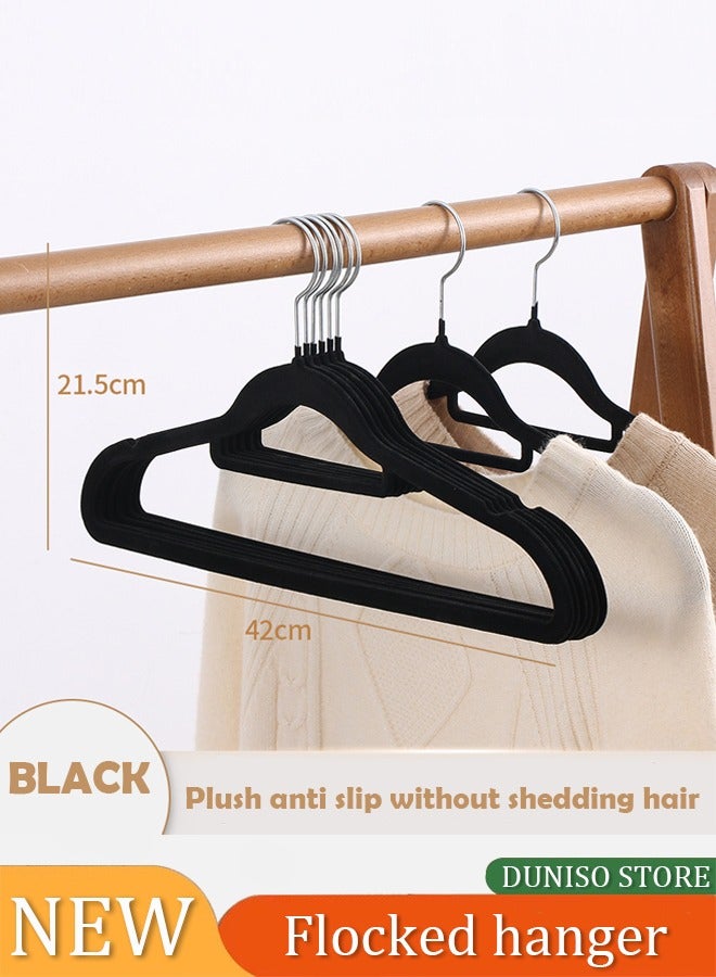 DUNISO 50 Piece Non Slip Velvet Suit Hangers, Ultra Thin Space Saving 360 Degree Swivel Hook, Suitable For Coats, Jackets, Pants, Dress Clothes (Black 41cm) - Image 1