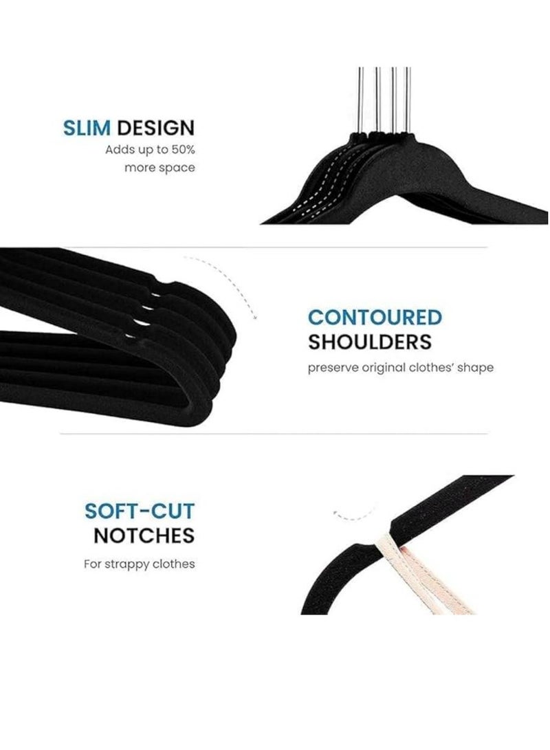 DUNISO 50 Piece Non Slip Velvet Suit Hangers, Ultra Thin Space Saving 360 Degree Swivel Hook, Suitable For Coats, Jackets, Pants, Dress Clothes (Black 41cm) - Image 5