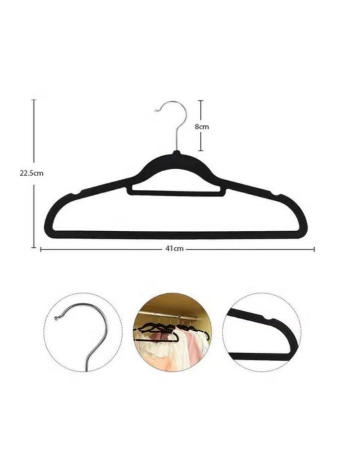 DUNISO 50 Piece Non Slip Velvet Suit Hangers, Ultra Thin Space Saving 360 Degree Swivel Hook, Suitable For Coats, Jackets, Pants, Dress Clothes (Black 41cm) - Image 4