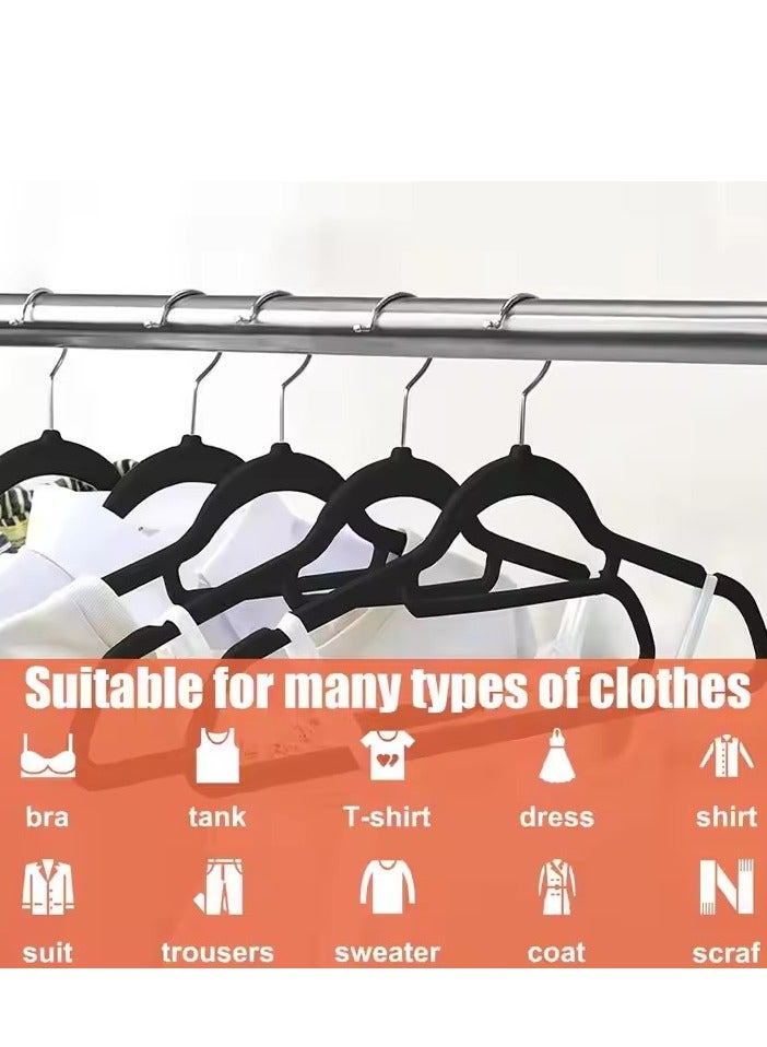 DUNISO 50 Piece Non Slip Velvet Suit Hangers, Ultra Thin Space Saving 360 Degree Swivel Hook, Suitable For Coats, Jackets, Pants, Dress Clothes (Black 41cm) - Image 2