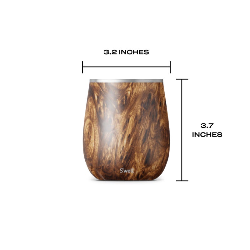 S'well Stainless Steel Wine Tumbler, 9oz, Teakwood, Triple Layered Vacuum Insulated Container Keeps Drinks Colder for Longer, BPA Free Barware - Image 5