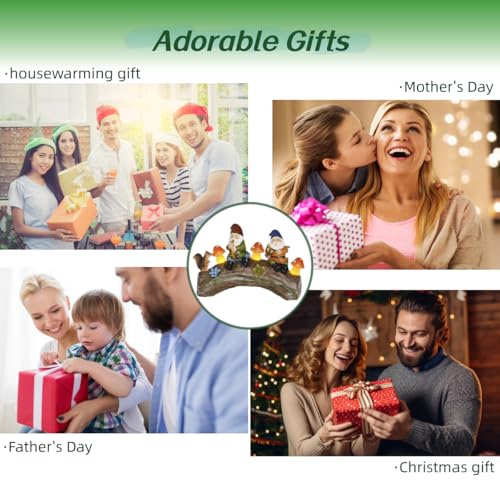 Jy.Cozy Funny Garden Gnome Statue Solar Powered Mushroom Figurine with Squirrel Gnome Durable Resin Outdoor Decoration for Patio Yard Lawn Ornament Housewarming Gift - Image 4