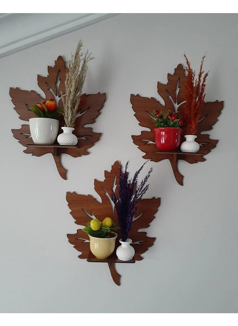 Sword Wood - 3-Piece Wooden Wall Ornament Shelf Leaf Candle Holder Wall Decor Sconce Painting Object - Image 1