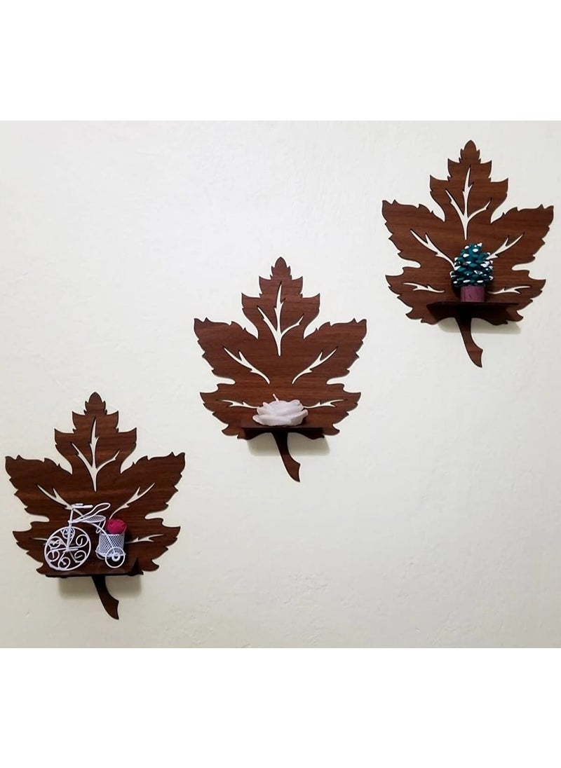 Sword Wood - 3-Piece Wooden Wall Ornament Shelf Leaf Candle Holder Wall Decor Sconce Painting Object - Image 1