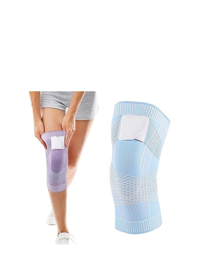 Generic 3D Adjustable Knee Brace High Elastic Breathable Knee Brace with Adhesive Tension Straps Nylon Running Fitness Compression Pad Joint Pain Support for Work Sports Fitness  - Image 1