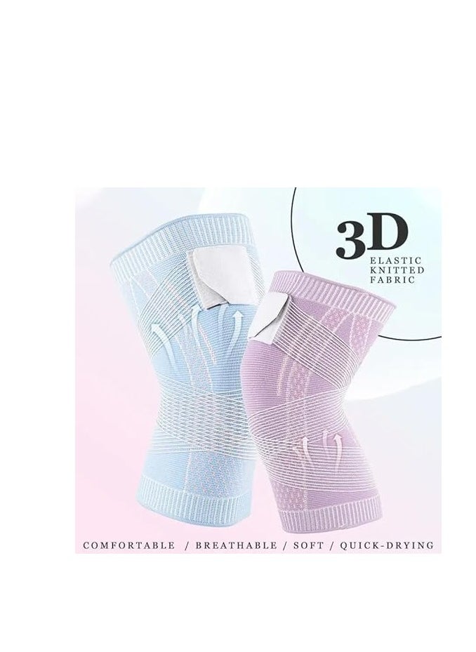 Generic 3D Adjustable Knee Brace High Elastic Breathable Knee Brace with Adhesive Tension Straps Nylon Running Fitness Compression Pad Joint Pain Support for Work Sports Fitness  - Image 3