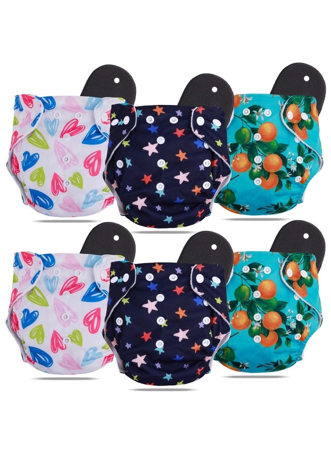 Novo Baby Leakage Proof Reusable Cloth Diaper With 5 Layer High Absorbent Pad | Reusable Nappies| Freesize For Kids 0-3 Yrs | Washable Diapers (Pack Of 6)  - Image 1