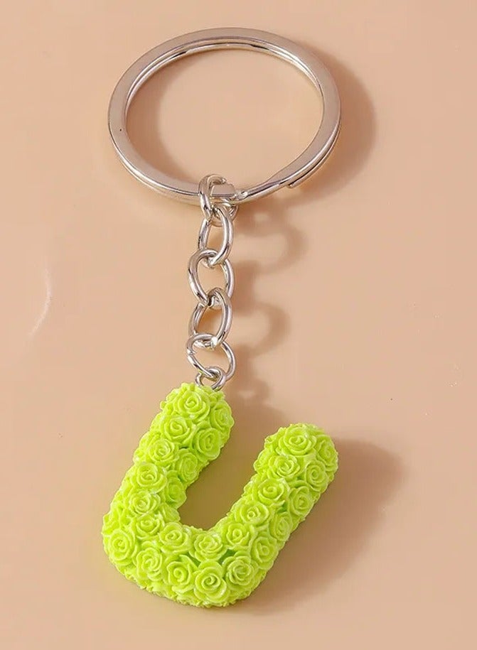 Elegant and distinctive keychain with floral design and the letter U