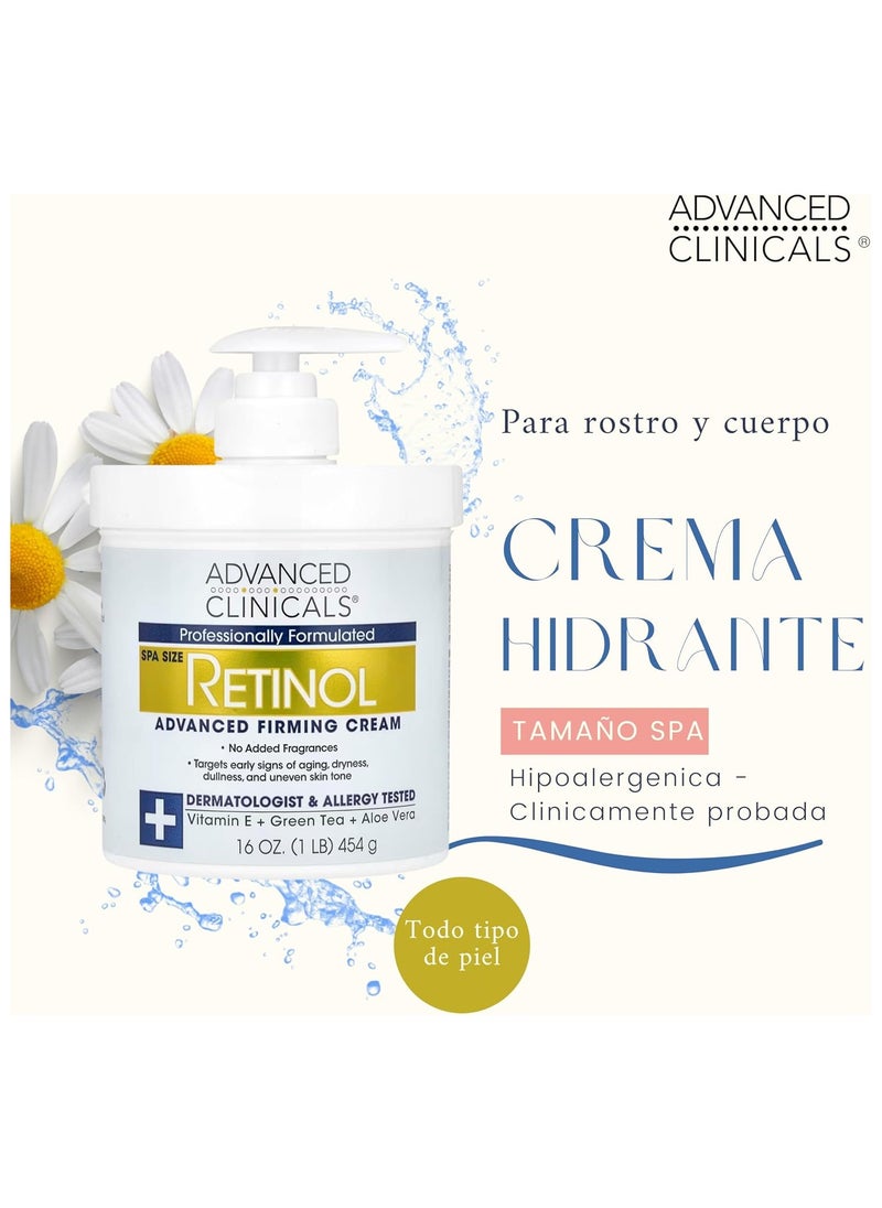 Advanced Clinicals Advanced Clinicals Retinol Advanced Firming Cream for Face and Body - Spa Size 16 oz - Targets Fine Lines, Wrinkles, Dryness, and Uneven Skin Tone - Infused with Vitamin E, Green Tea, and Aloe Vera - Dermatologist & Allergy Tested  - Image 2