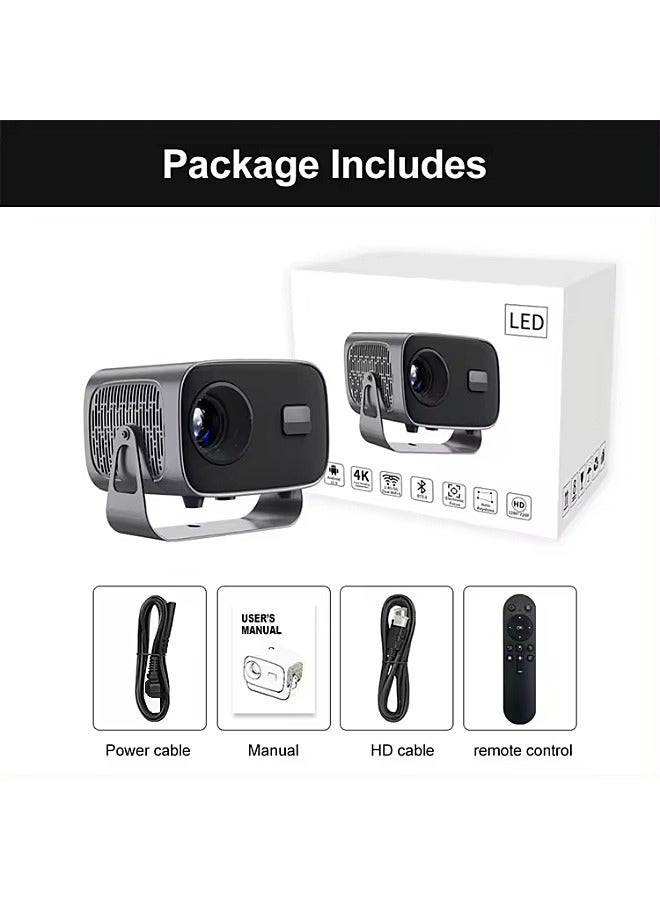 جهاز عرض LCD - يدعم 4K - يدعم 160 بوصة - جهاز عرض محمول مع جهاز تحكم عن بعد - واي فاي 5G وبلوتوث - التركيز الكهربائي - مسرح منزلي متنقل - جهاز عرض أفلام متوافق مع Android / iOS / Windows / TV Stick / PC