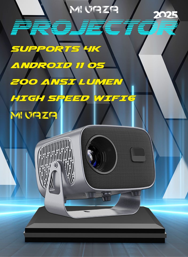جهاز عرض LCD - يدعم 4K - يدعم 160 بوصة - جهاز عرض محمول مع جهاز تحكم عن بعد - واي فاي 5G وبلوتوث - التركيز الكهربائي - مسرح منزلي متنقل - جهاز عرض أفلام متوافق مع Android / iOS / Windows / TV Stick / PC