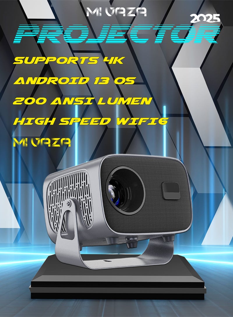 مي فازا جهاز عرض LCD - يدعم 4K - يدعم 160 بوصة - جهاز عرض محمول مع جهاز تحكم عن بعد - واي فاي 5G وبلوتوث - التركيز الكهربائي - مسرح منزلي متنقل - جهاز عرض أفلام متوافق مع Android / iOS / Windows / TV Stick / PC - Image 1