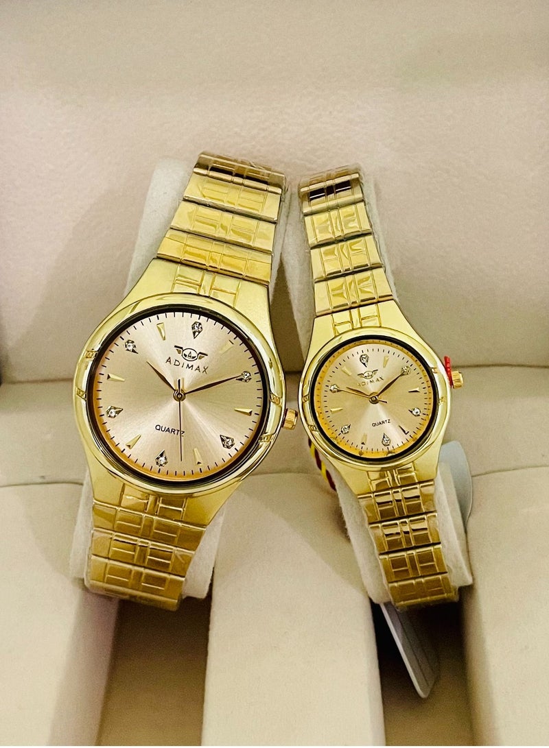 Admax couple watches 2 pcs for men and women gold plate pawnable  waterproof guarantee 100% with beautiful box - Image 1
