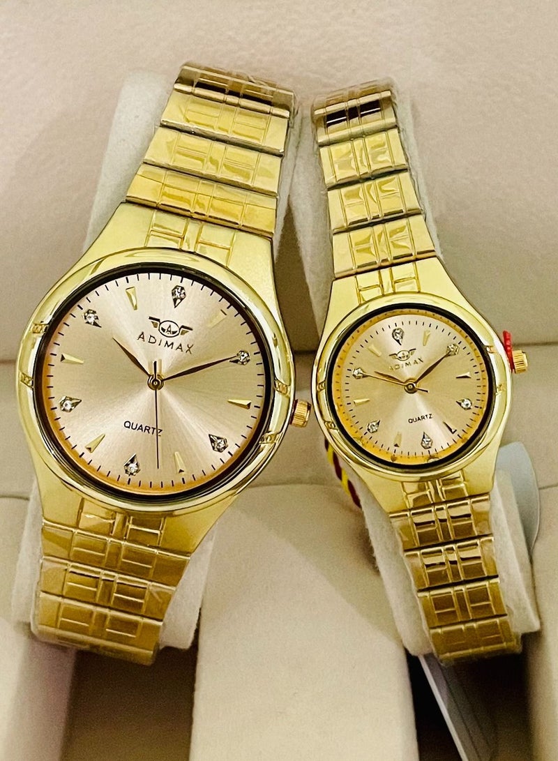 Admax couple watches 2 pcs for men and women gold plate pawnable  waterproof guarantee 100% with beautiful box - Image 2