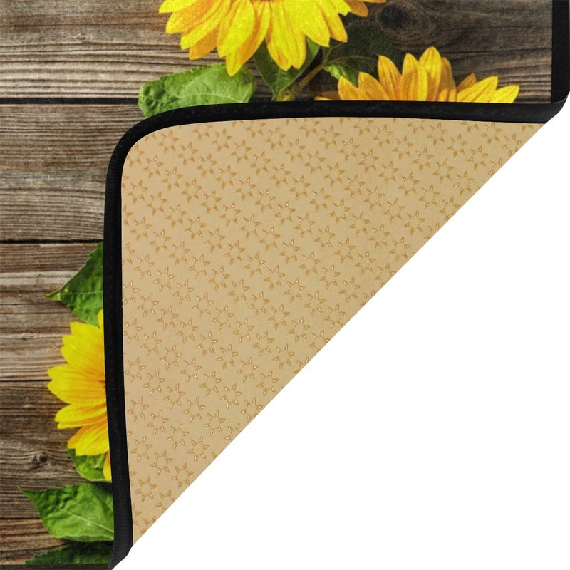 susiyo susiyo Kitchen Rug Mat  Yellow Sunflowers on Wooden Board Kitchen Mat Anti-Fatigue Comfort Floor Mat Non Slip Oil Stain Resistant Easy to Clean Kitchen Rug Bath Rug Carpet for Indoor Outdoor Doormat  - Image 3