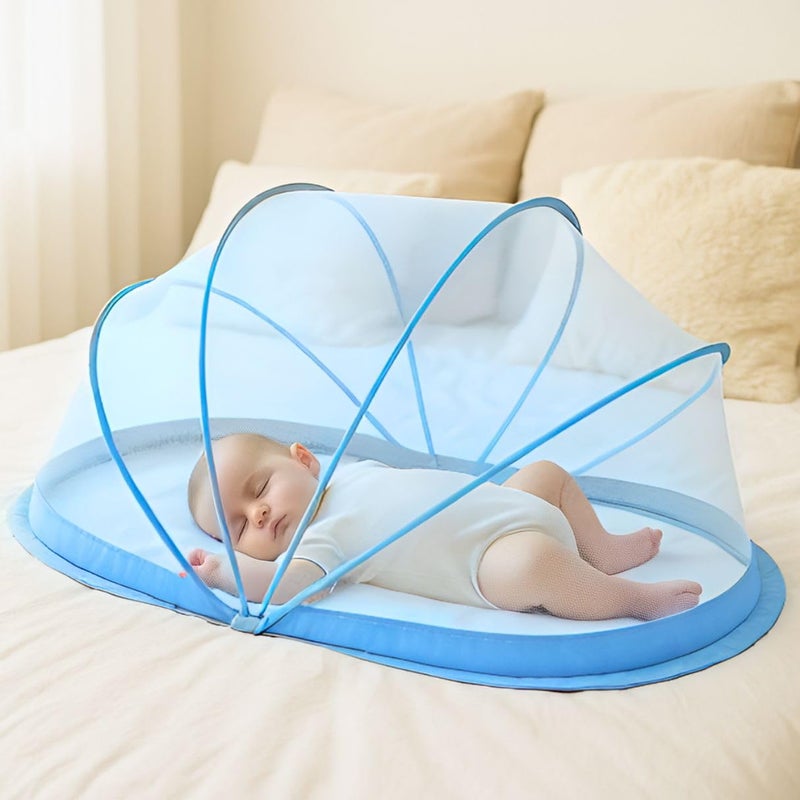 Royalkart Foldable Baby Mosquito Net |Bottomless Design for Infants |Safe & Easy Use for Ensuring Baby's Comfortable Sleep (0-24 Months) Size: 70 * 100cm, Blue - Image 1