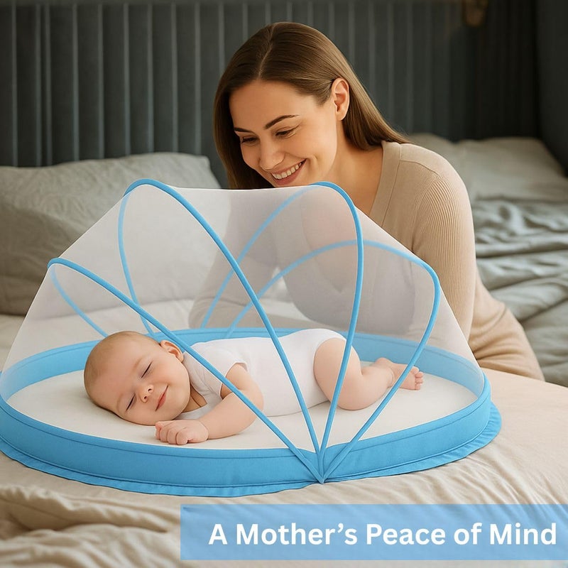 Royalkart Foldable Baby Mosquito Net |Bottomless Design for Infants |Safe & Easy Use for Ensuring Baby's Comfortable Sleep (0-24 Months) Size: 70 * 100cm, Blue - Image 3