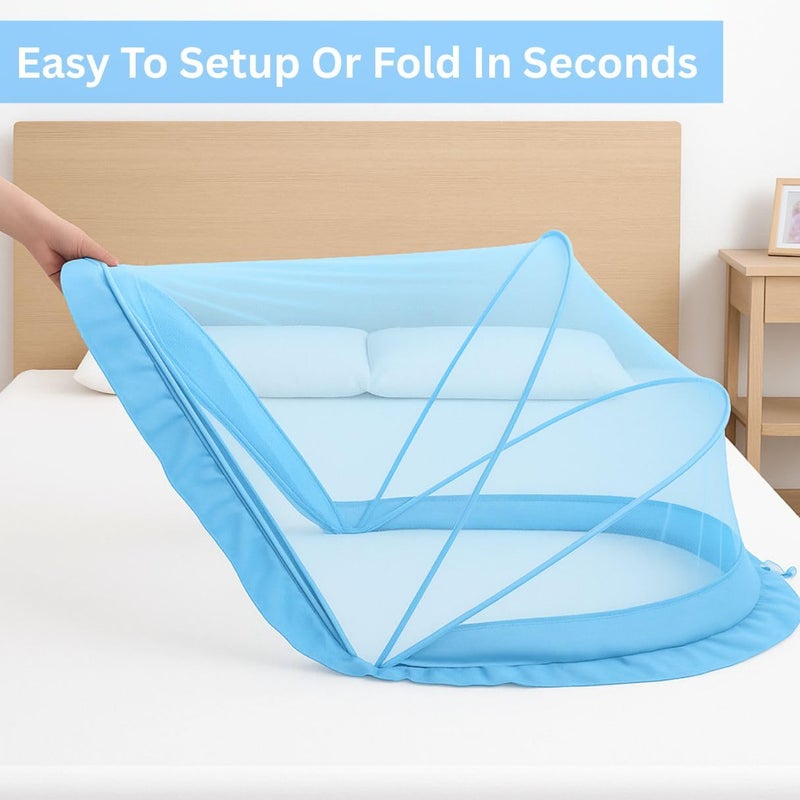 Royalkart Foldable Baby Mosquito Net |Bottomless Design for Infants |Safe & Easy Use for Ensuring Baby's Comfortable Sleep (0-24 Months) Size: 70 * 100cm, Blue - Image 5