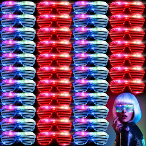Honoson 72 Pack LED Glasses Bulk 6 Color Light Up Glasses Neon Flashing Sunglasses for Adults Glow in the Dark Party Supplies New Year Party Favors Birthday Mardi Gras Rave Carnival - Image 1