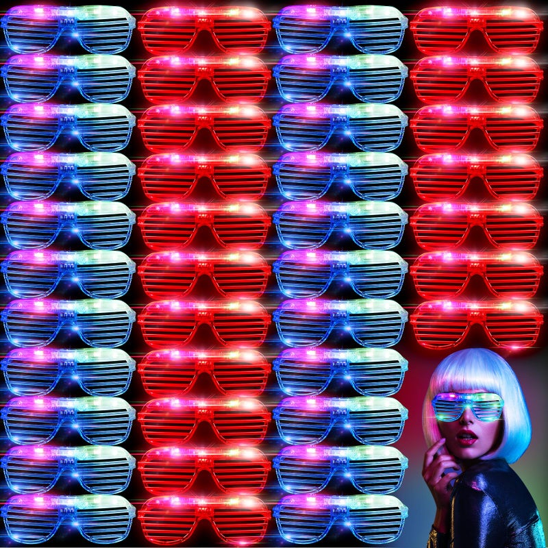 Honoson 72 Pack LED Glasses Bulk 6 Color Light Up Glasses Neon Flashing Sunglasses for Adults Glow in the Dark Party Supplies New Year Party Favors Birthday Mardi Gras Rave Carnival - Image 2