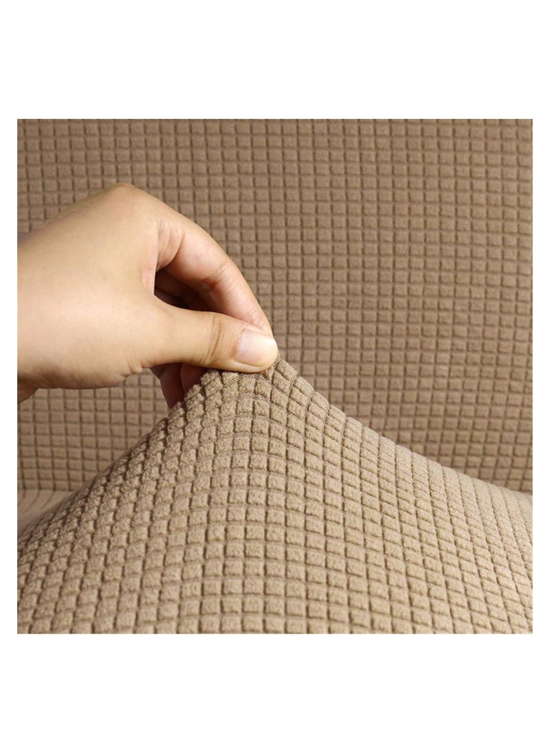 Fabienne Stretch Fit 1 Seater Sofa Cover Soft Brushed Fabric Couch Cover Exquisitely Full Coverage Furniture Protector Slipcover One Seater Fits on Standard and Recliner Sofa 80-120cm Size Sand Beige  - Image 2