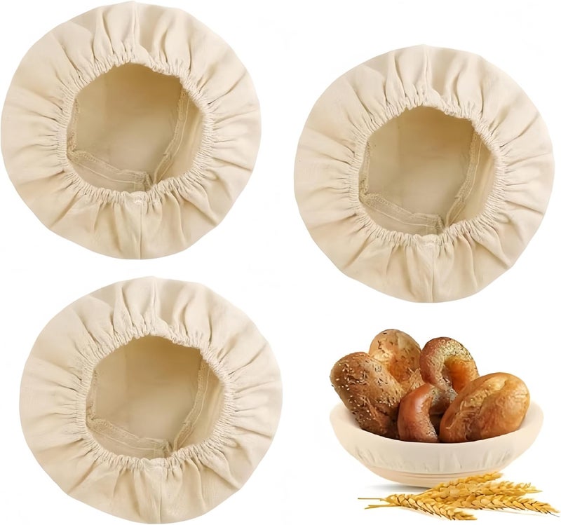 Koackl Bread Proofing Basket Cloth Liners, 3 Pcs 10 inch Round Bread Proofing Cover, Reusable Sourdough Bread Baking Supplies-Proofing Linen Cloth for Fermented - Image 1