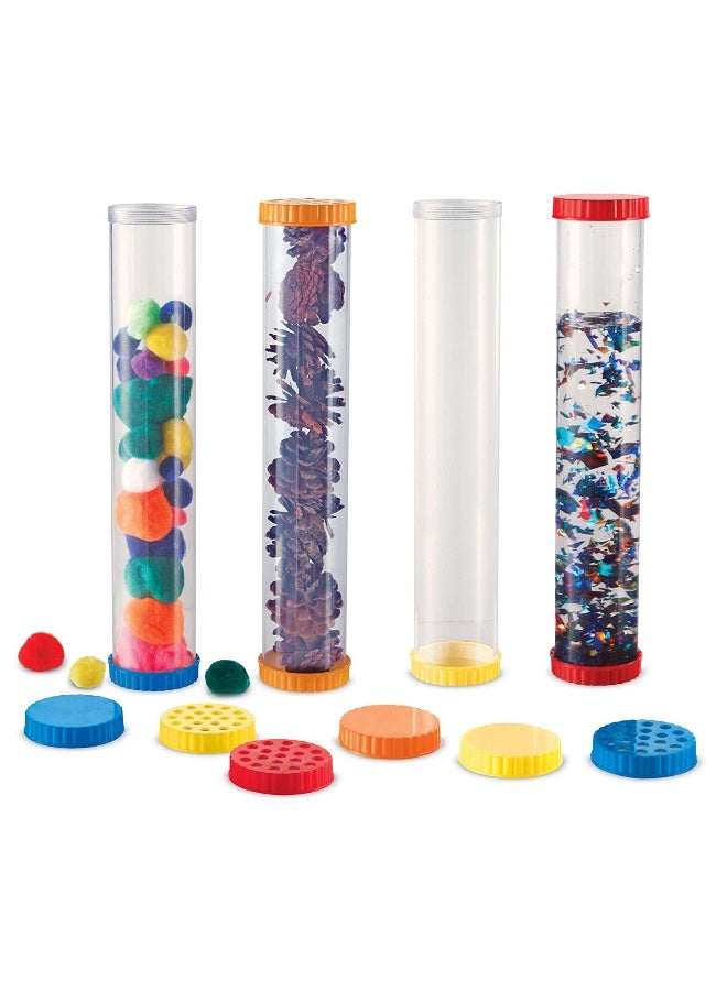 ليرننج ريسورسز مصادر التعلم - أنابيب حسية للعلوم الأساسية، للاستكشاف الحسي والاكتشاف العلمي المبكر، مجموعة من 4 قطع بأغطية صلبة وجيدة التهوية، للأعمار من سنتين فما فوق - Image 1