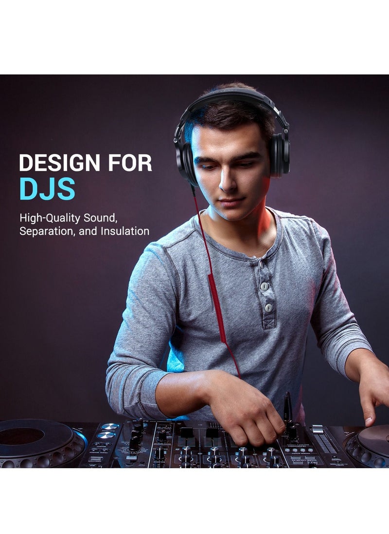 OneOdio - A71 Wired Over-Ear Hi-Res Studio Recording Headset with Shareport and Stereo Sound Black - Image 1