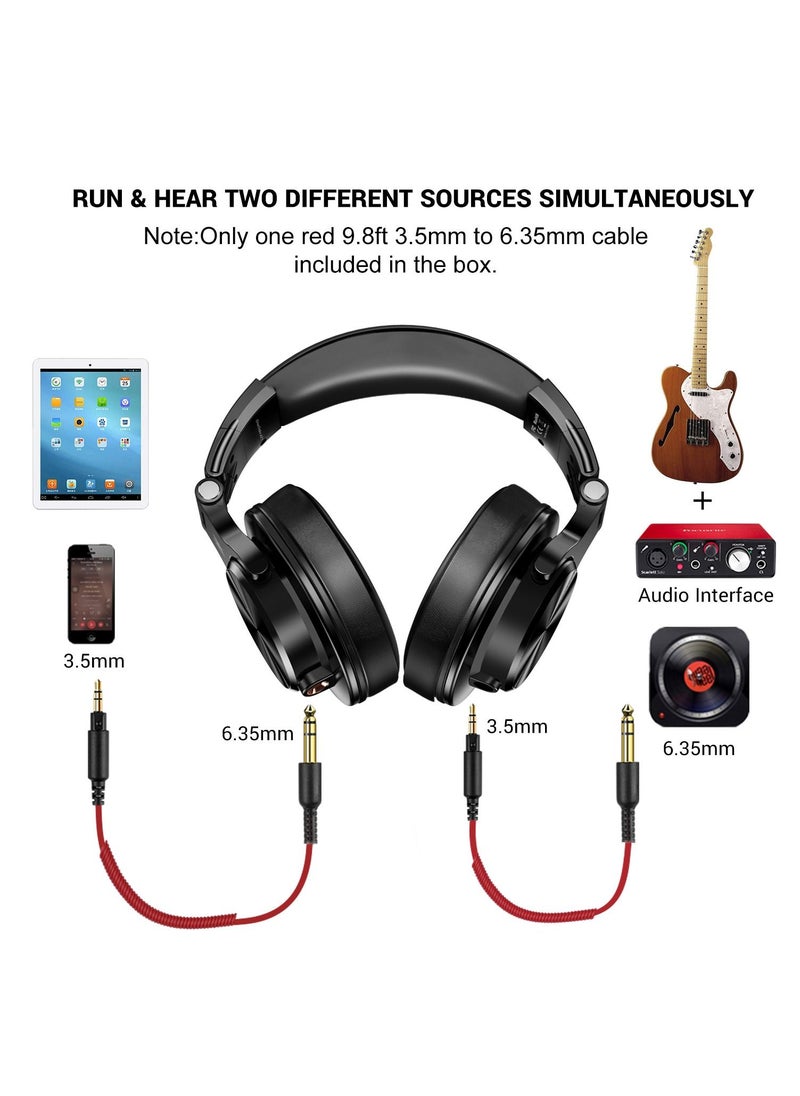 OneOdio - A71 Wired Over-Ear Hi-Res Studio Recording Headset with Shareport and Stereo Sound Black - Image 1