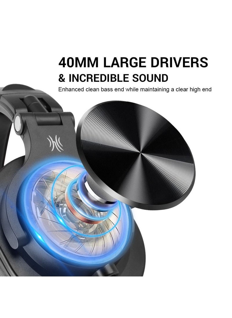 OneOdio - A71 Wired Over-Ear Hi-Res Studio Recording Headset with Shareport and Stereo Sound Black - Image 1