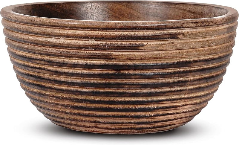 Mela Artisans 9 Wooden Fruit Bowl Regular Serving Bowl for Salads Cereals Snacks  Mixing  Decorative Bowls for Kitchen  Darma Valley Collection - Image 1