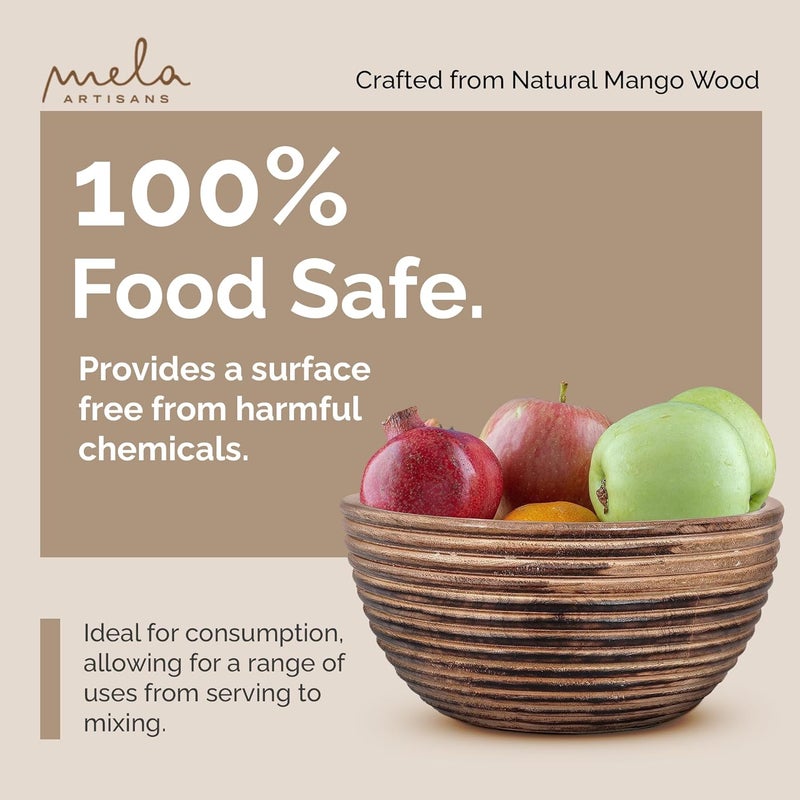 Mela Artisans 9 Wooden Fruit Bowl Regular Serving Bowl for Salads Cereals Snacks  Mixing  Decorative Bowls for Kitchen  Darma Valley Collection - Image 5