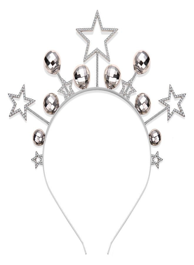 CEALXHENY Disco Ball Headbands for Women Rhinestone Star Hairband Glitter Mirrorball Headbands 70s 80s Disco Costume Outfits Music Concert Hair Accessories Holiday New Year Party Favors (Pattern C) - Image 1