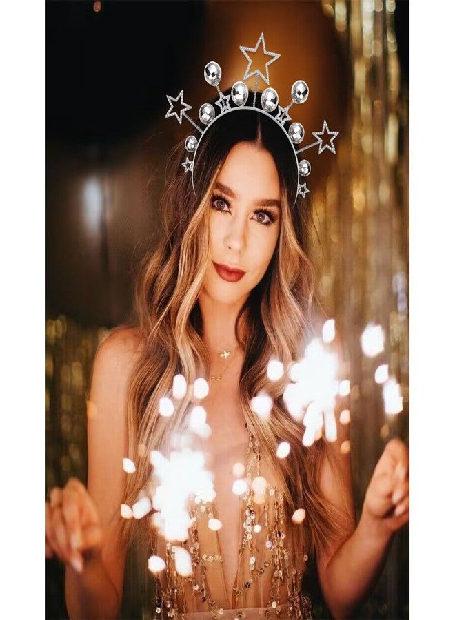 CEALXHENY Disco Ball Headbands for Women Rhinestone Star Hairband Glitter Mirrorball Headbands 70s 80s Disco Costume Outfits Music Concert Hair Accessories Holiday New Year Party Favors (Pattern C) - Image 3