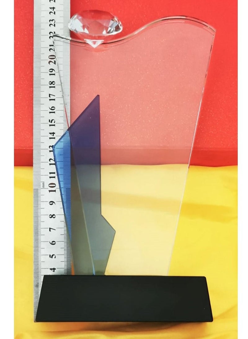 GEX Black base crystal trophy with diamond design - Image 2