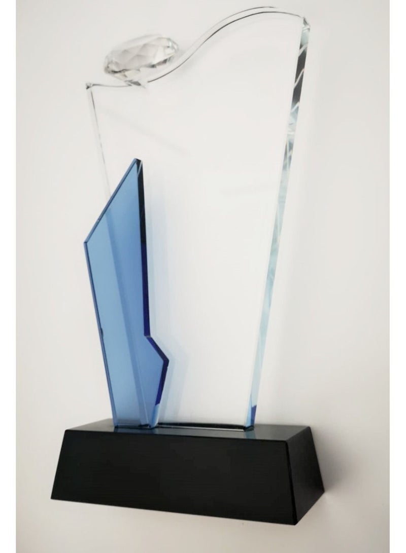GEX Black base crystal trophy with diamond design - Image 1
