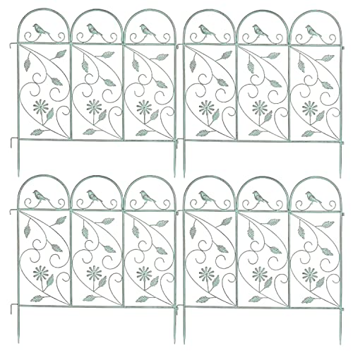 Sungmor 25in x 8ft Metal Garden Fence Border, Rustic Style Decorative Garden Fence Animal Barrier, Landscape Pathway Edge Iron Picket Fence Panels, Plant Support Climbing Trellis, Pack of 4 - Image 2