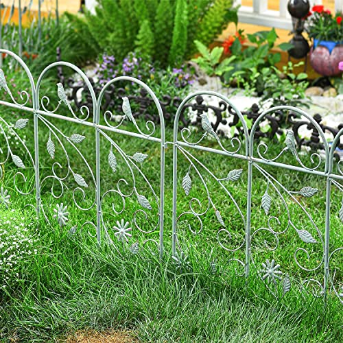 Sungmor 25in x 8ft Metal Garden Fence Border, Rustic Style Decorative Garden Fence Animal Barrier, Landscape Pathway Edge Iron Picket Fence Panels, Plant Support Climbing Trellis, Pack of 4 - Image 3