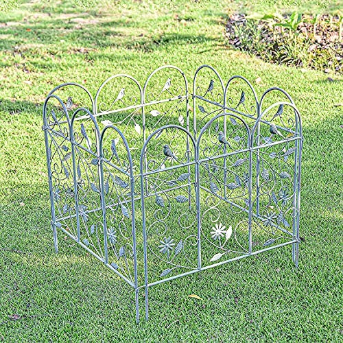 Sungmor 25in x 8ft Metal Garden Fence Border, Rustic Style Decorative Garden Fence Animal Barrier, Landscape Pathway Edge Iron Picket Fence Panels, Plant Support Climbing Trellis, Pack of 4 - Image 5