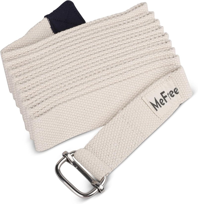 MeFree Organic Cotton Workouts Unisex Yoga Straps Belt - Exercise & Fitness for Stretching all Asanas - Strong Strap with Metal Sliding Bar Buckle - Image 2