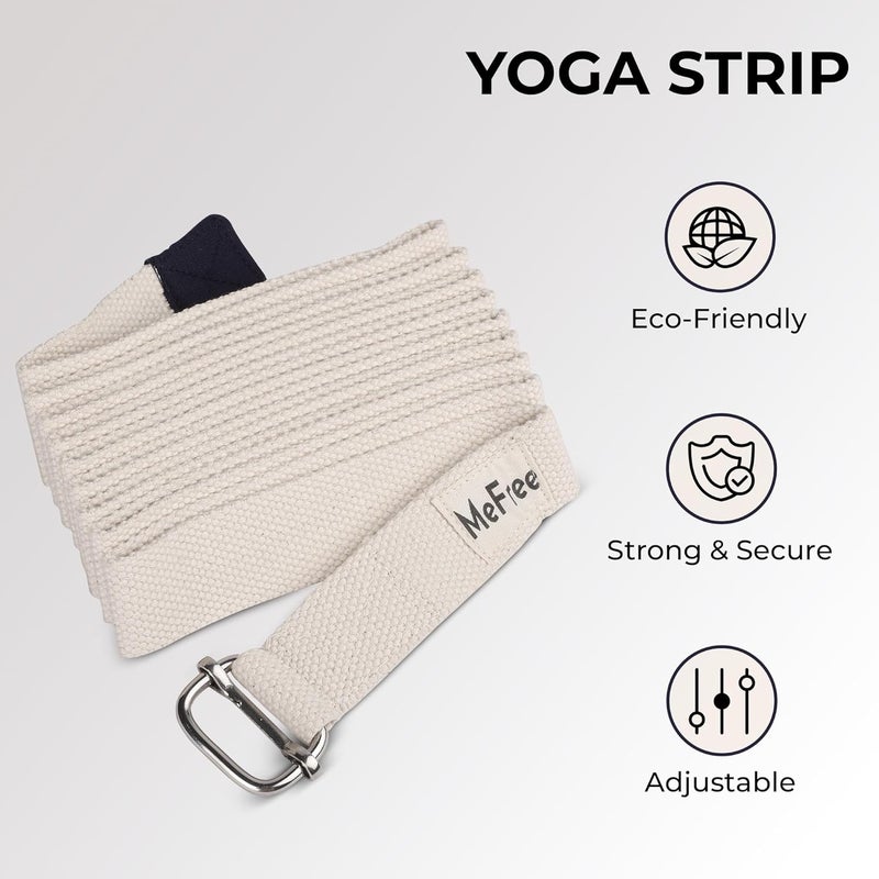 MeFree Organic Cotton Workouts Unisex Yoga Straps Belt - Exercise & Fitness for Stretching all Asanas - Strong Strap with Metal Sliding Bar Buckle - Image 4