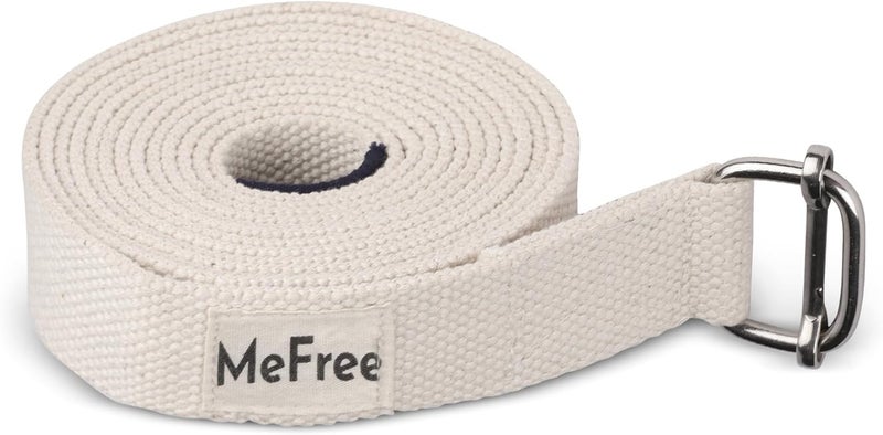 MeFree Organic Cotton Workouts Unisex Yoga Straps Belt - Exercise & Fitness for Stretching all Asanas - Strong Strap with Metal Sliding Bar Buckle - Image 1