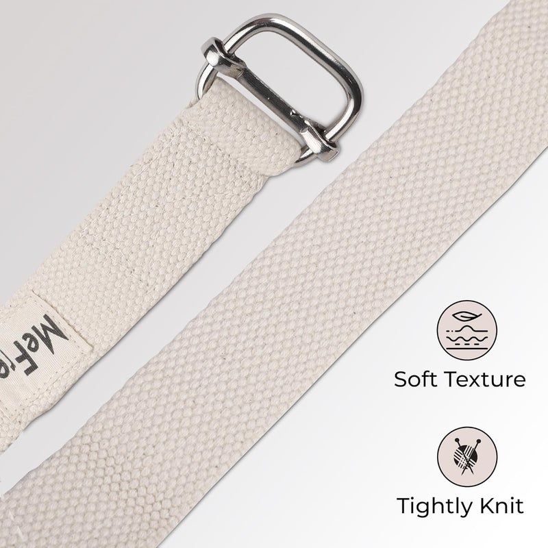 MeFree Organic Cotton Workouts Unisex Yoga Straps Belt - Exercise & Fitness for Stretching all Asanas - Strong Strap with Metal Sliding Bar Buckle - Image 5