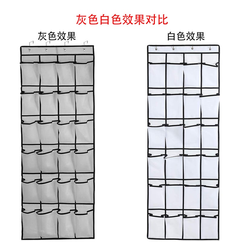 Gray 24 Grid Non-Woven Door Hanging Bag Hanging Items Storage Shoes Storage Bag - Image 5