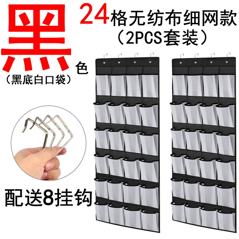 Gray 24 Grid Non-Woven Door Hanging Bag Hanging Items Storage Shoes Storage Bag - Image 1