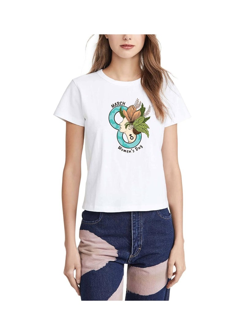 برينت شوب فور مي تي شيرت مطبوع برقبة دائرية لعيد المرأة للنساء والفتيات لإظهار هدية تمكين المرأة هدية للأخت هدية للأم هدية للزوجة هدية لصديقة - Image 1