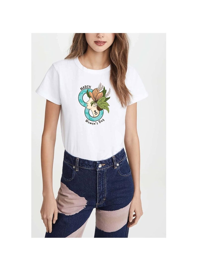 برينت شوب فور مي تي شيرت مطبوع برقبة دائرية لعيد المرأة للنساء والفتيات لإظهار هدية تمكين المرأة هدية للأخت هدية للأم هدية للزوجة هدية لصديقة - Image 2