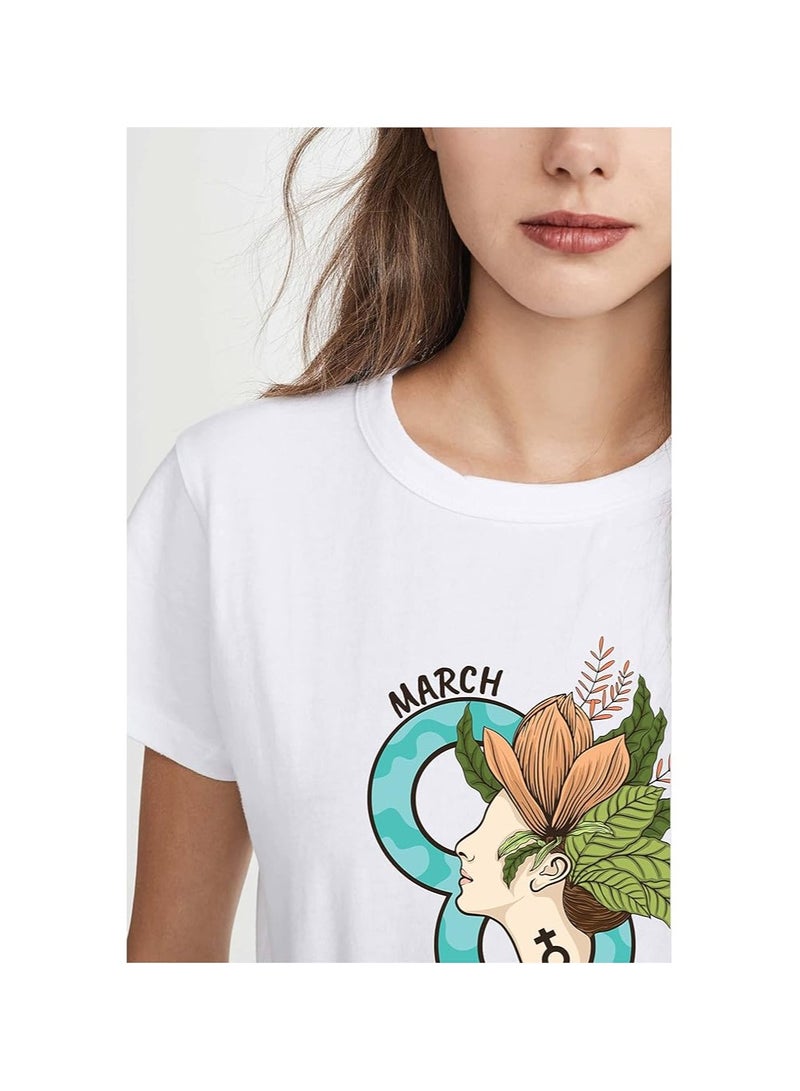 برينت شوب فور مي تي شيرت مطبوع برقبة دائرية لعيد المرأة للنساء والفتيات لإظهار هدية تمكين المرأة هدية للأخت هدية للأم هدية للزوجة هدية لصديقة - Image 4