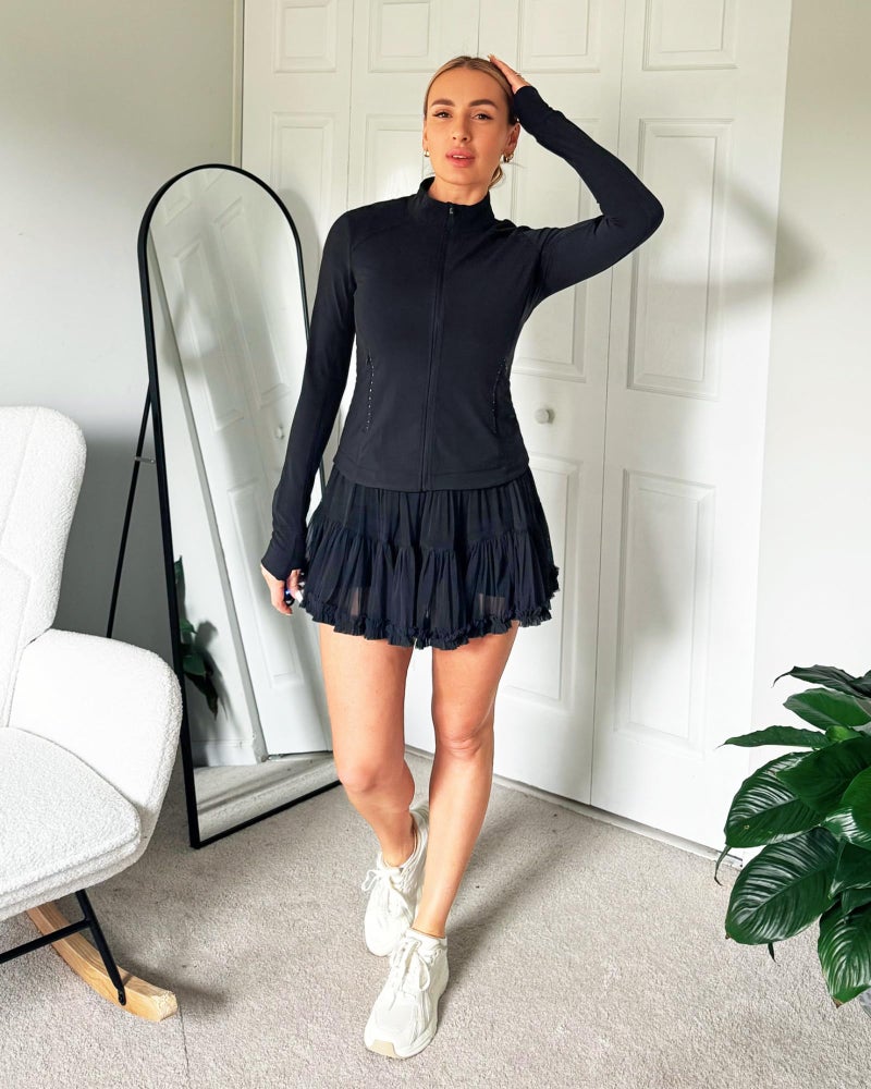 Stelle Women's High Waist Athletic Skorts with Shorts Pockets Ruffle Flowy Mini Cake Skirt Layered Pleated Cute Casual Summer (Black,S) - Image 3
