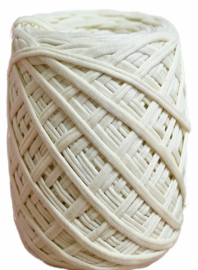 XY DECOR Cotton Hosiery Soft T-Shirt Yarn (950 Grams)/Needle Knitting Yarn Thread Dyed Hand Knitting Art Craft for Crochet Handbag, Hat, Placemat & Many More -100 Meter (Colour: Off White) - Image 1